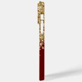 Donkerrood en goudglitter glam Case-Mate iPhone case (Achterkant / Links)