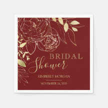 Donkerrood en goudhoudend Floral Vrijgezellenfeest