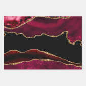 Donkerrood en goudkleurig kiezelgrijs inpakpapier vel (Voorkant 3)