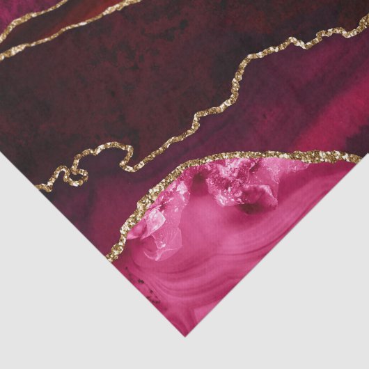 Donkerrood en goudkleurig kiezelgrijs tissuepapier (Detail)