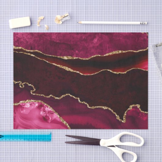 Donkerrood en goudkleurig kiezelgrijs tissuepapier (Craft)