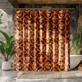 Donkerrood en goudplatte, platte, geometrische Dam Douchegordijn