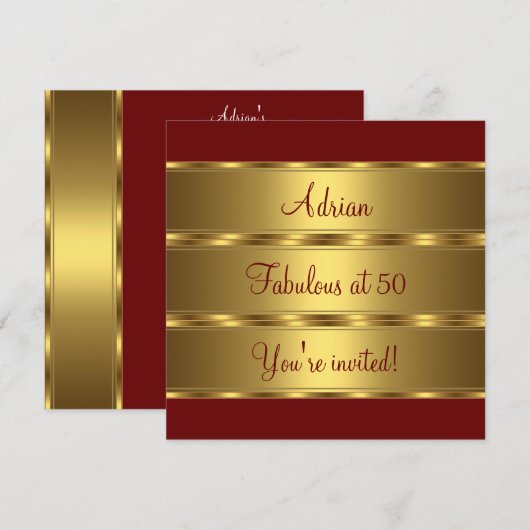 Donkerrood en goudvormig - 50ste verjaardag van de kaart (Voorkant / Achterkant)
