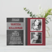 Donkerrood en grijs 2 Afstuderen fotoalkboard Kaart (Staand voorkant)