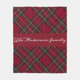 Donkerrood en groen kerstplaid fleece deken