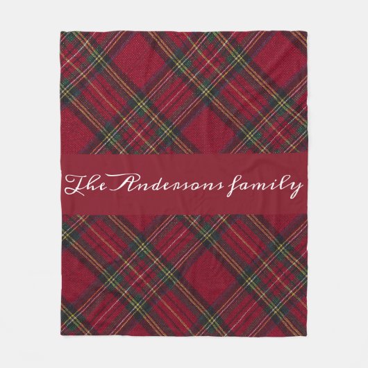 Donkerrood en groen kerstplaid fleece deken (Voorkant)
