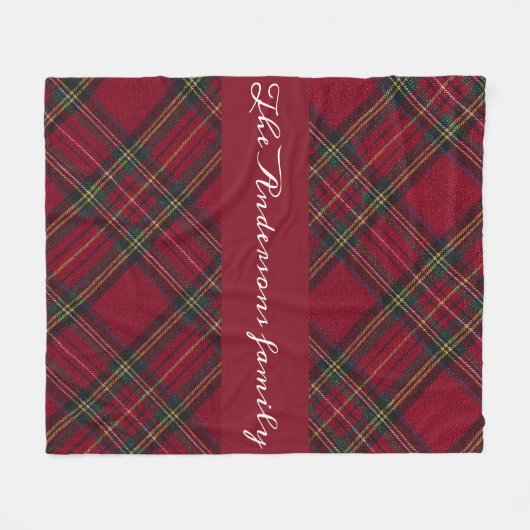 Donkerrood en groen kerstplaid fleece deken (Voorkant (Horizontaal))