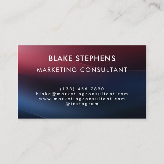 Donkerrood en Navy Blue Corporate Gradient Visitekaartje (Achterkant)