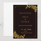 Donkerrood en Oranje esthetische bruiloft uitnodig Kaart (Voorkant / Achterkant)