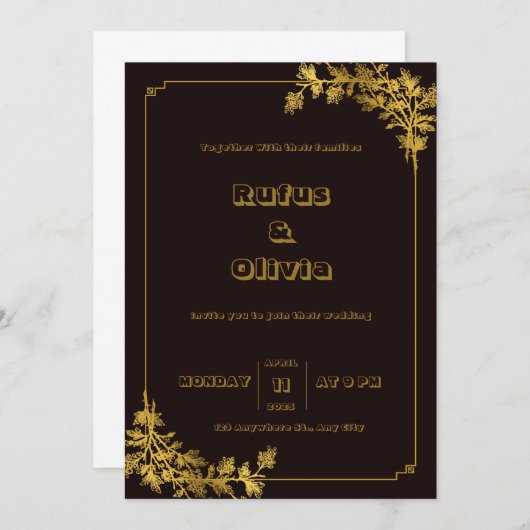 Donkerrood en Oranje esthetische bruiloft uitnodig Kaart (Voorkant / Achterkant)