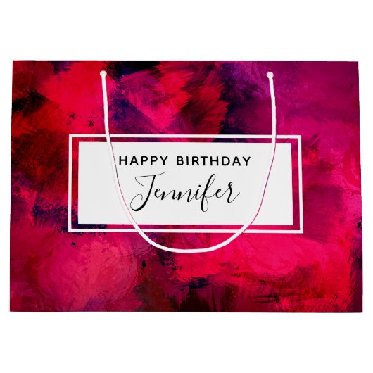 Donkerrood en Paars Abstracte dag Groot Cadeauzakje (Voorkant)