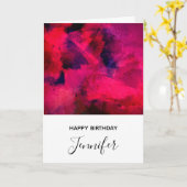 Donkerrood en Paars Abstracte dag Kaart (Gele Bloem)