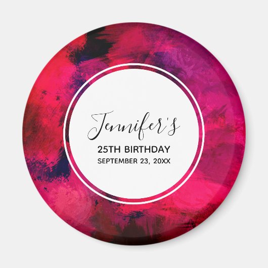 Donkerrood en Paars Abstracte dag Magneet (Voorkant)