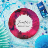 Donkerrood en Paars Abstracte dag Papieren Bordje (Feest)