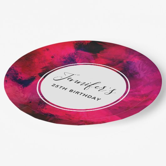 Donkerrood en Paars Abstracte dag Papieren Bordje (Gekanteld)