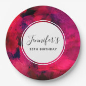 Donkerrood en Paars Abstracte dag Papieren Bordje (Voorkant)