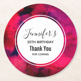 Donkerrood en Paars Abstracte dag Ronde Kartonnen Onderzetter