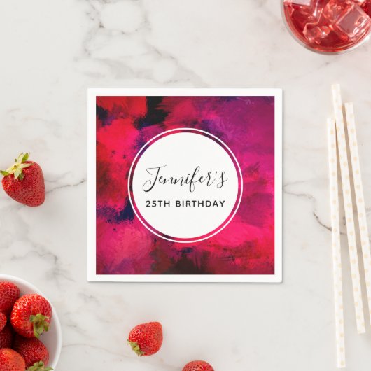 Donkerrood en Paars Abstracte dag Servet (Insitu)