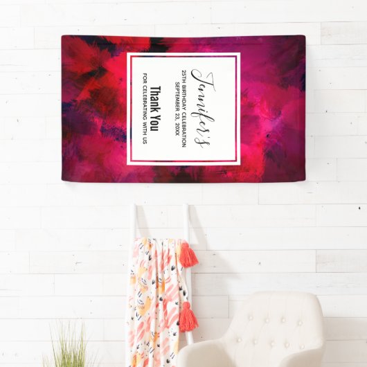 Donkerrood en Paars Abstracte dag Spandoek (Insitu)