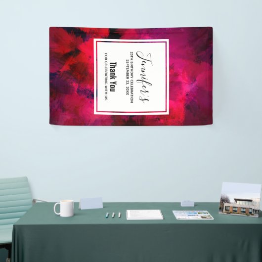 Donkerrood en Paars Abstracte dag Spandoek (Beurs)