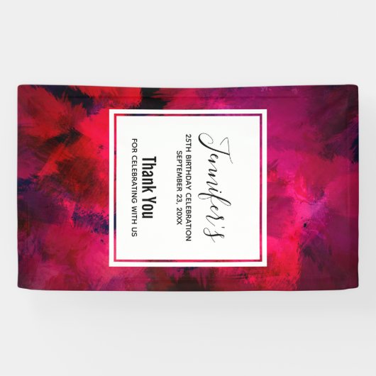 Donkerrood en Paars Abstracte dag Spandoek (Horizontaal)