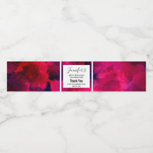 Donkerrood en Paars Abstracte dag Waterfles Etiket