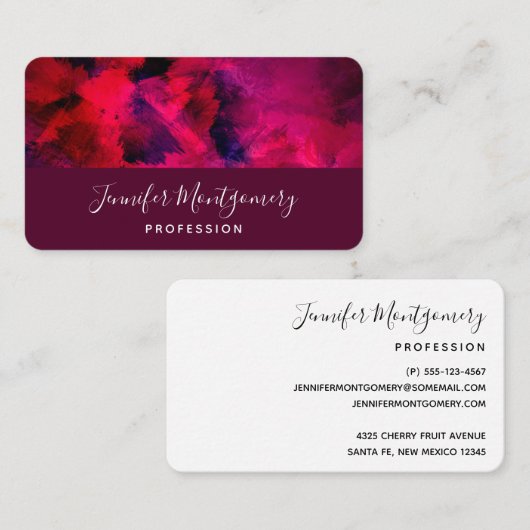 Donkerrood en Paars Krachtig & Modern Abstract Visitekaartje (Voorkant / Achterkant)