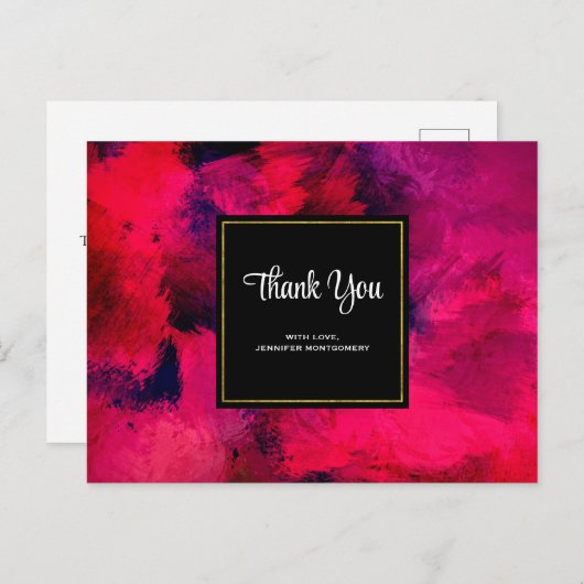 Donkerrood en Paars modern Abstract bedankt Briefkaart (Voorkant / Achterkant)
