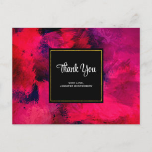 Donkerrood en Paars modern Abstract bedankt Briefkaart