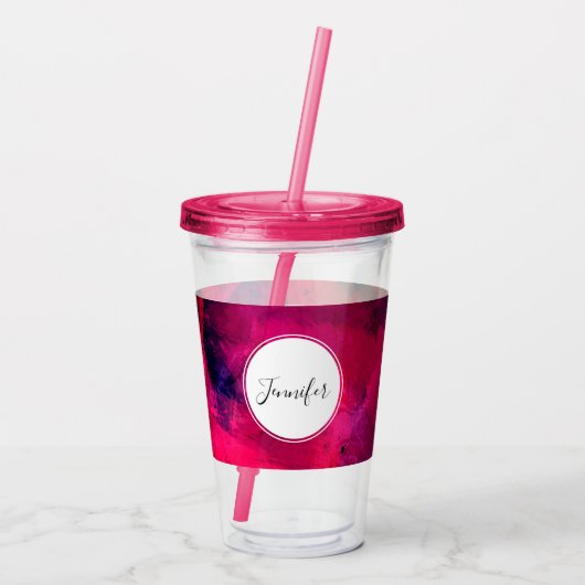 Donkerrood en Paars vet en modern Abstract Acryl Drinkbeker (Achterkant)