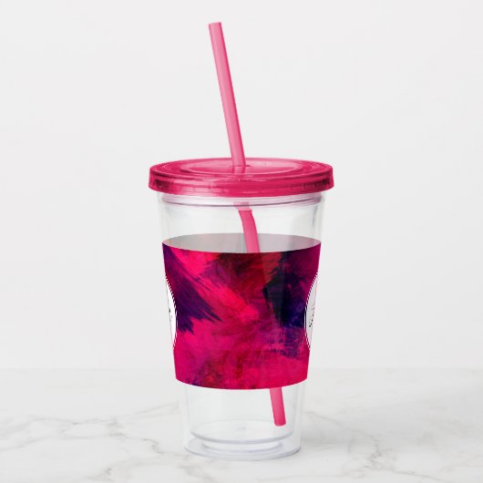 Donkerrood en Paars vet en modern Abstract Acryl Drinkbeker (Links)