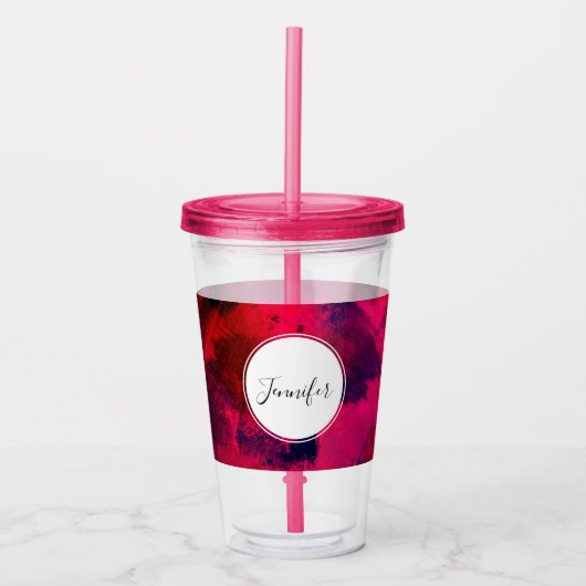 Donkerrood en Paars vet en modern Abstract Acryl Drinkbeker (Voorkant)