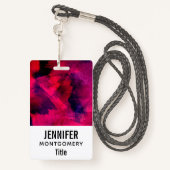 Donkerrood en Paars vet en modern Abstract Badge (Achterkant met draagriem)