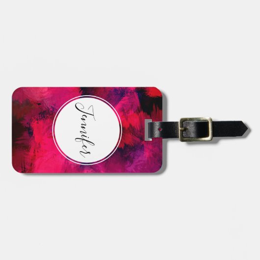 Donkerrood en Paars vet en modern Abstract Bagagelabel (Voorkant horizontaal)