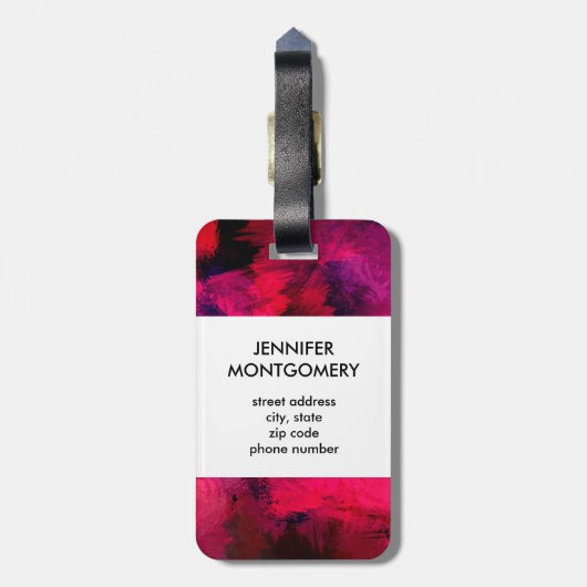 Donkerrood en Paars vet en modern Abstract Bagagelabel (Achterkant verticaal)