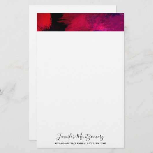Donkerrood en Paars vet en modern Abstract Briefpapier (Voorkant / Achterkant)