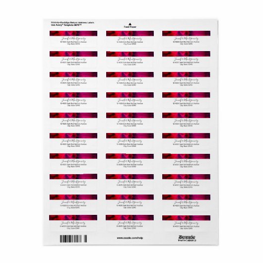 Donkerrood en Paars vet en modern Abstract Etiket (Full Sheet)
