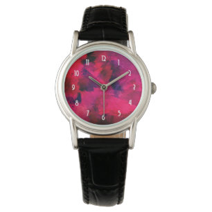 Donkerrood en Paars vet en modern Abstract Horloge