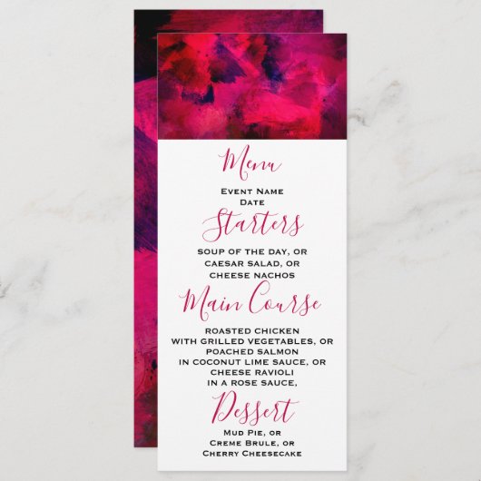 Donkerrood en Paars vet en modern Abstract Kaart (Voorkant / Achterkant)