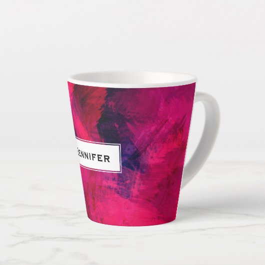 Donkerrood en Paars vet en modern Abstract Latte Mok (Rechterhoek)