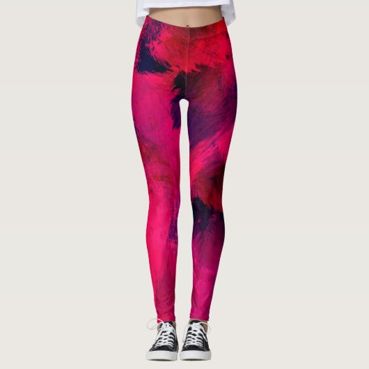 Donkerrood en Paars vet en modern Abstract Leggings (Voorkant)