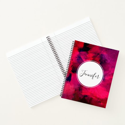 Donkerrood en Paars vet en modern Abstract Notitieboek (Binnen)