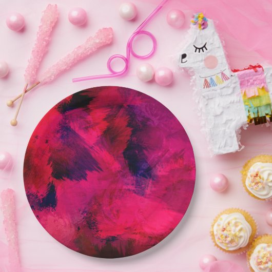 Donkerrood en Paars vet en modern Abstract Papieren Bordje (Feest)