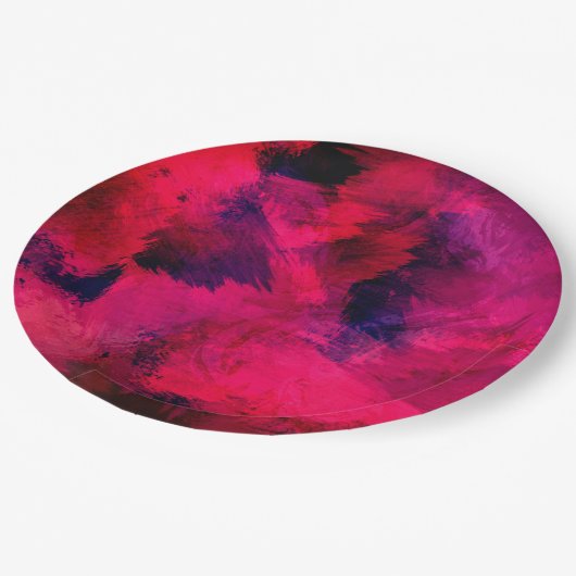 Donkerrood en Paars vet en modern Abstract Papieren Bordje (Gekanteld)