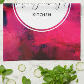 Donkerrood en Paars vet en modern Abstract Theedoek (Gevouwen)