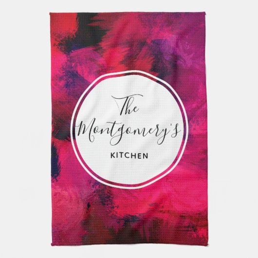 Donkerrood en Paars vet en modern Abstract Theedoek (Verticaal)