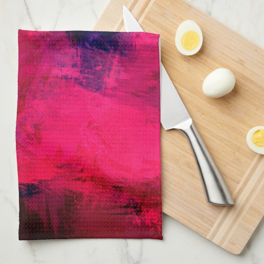 Donkerrood en Paars vet en modern Abstract Theedoek (Quarter Fold)