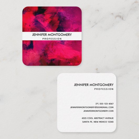 Donkerrood en Paars vet en modern Abstract Vierkante Visitekaartje (Voorkant / Achterkant)