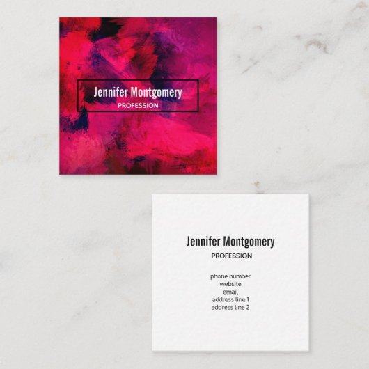 Donkerrood en Paars vet en modern Abstract Vierkante Visitekaartje (Voorkant / Achterkant)
