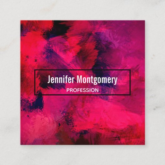 Donkerrood en Paars vet en modern Abstract Vierkante Visitekaartje (Voorkant)